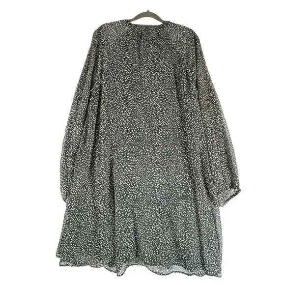 Joie Green Animal Print Short Dress Balloon Sleeve Womens SIZE XL Tunic Ditsy - Picture 6 of 13